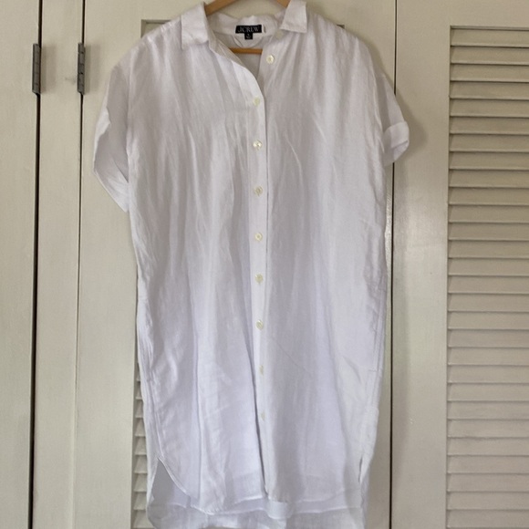 J crew capitaine shirt dress in linen. Size M white - Picture 2 of 8